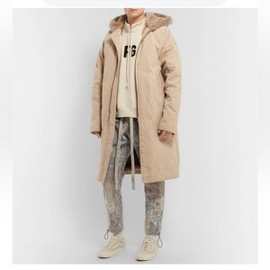 $2867 FEAR OF GOD Faux Fur-lined Cotton-canvas Hooded Parka In Neutral